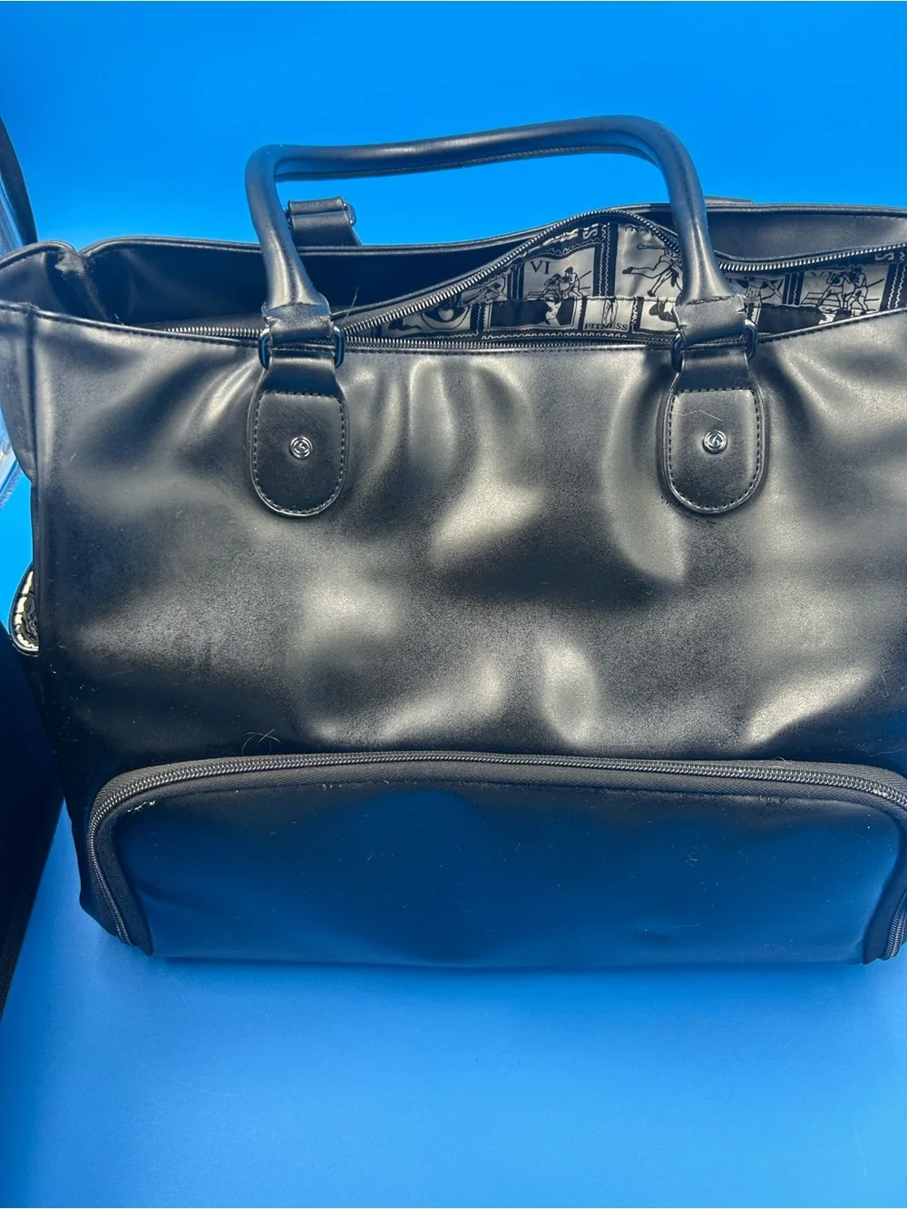Six Pack Fitness Black Travel Tote with Multiple Zip Pockets